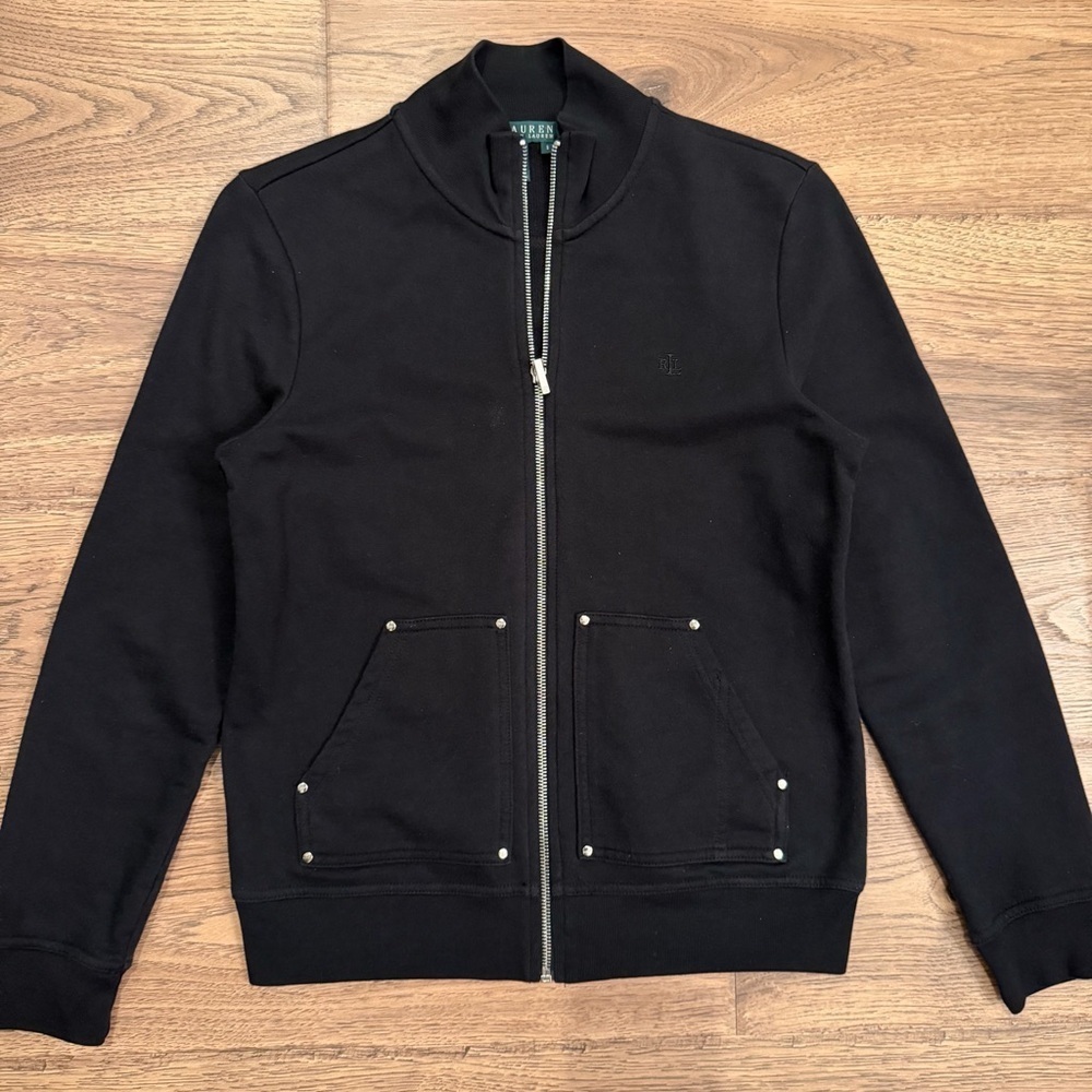 Lauren Ralph Lauren Black Jacket Silver Hardware Small 100% Cotton